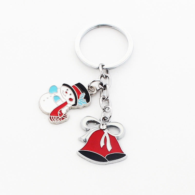 Wholesale Christmas Santa Claus Christmas Hat Drop Oil Zinc Alloy Keychain